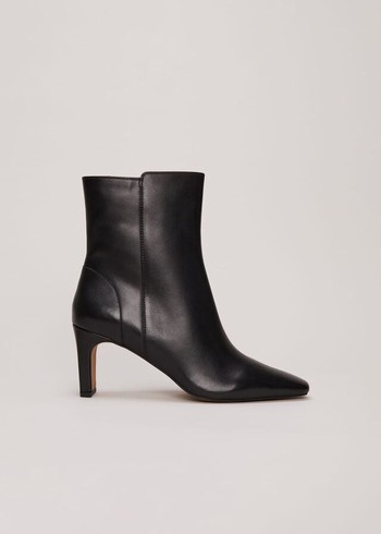 Phase Eight Black Leather Boots Black USA | 4201785-TW